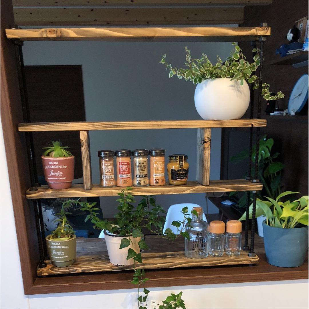 キッチンラック☆木目強調☆窓枠インテリア☆西海岸