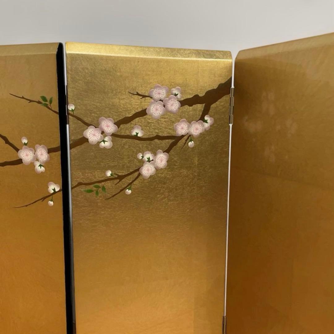 雛人形　桃の節句　屏風　六曲金枝桜蒔絵