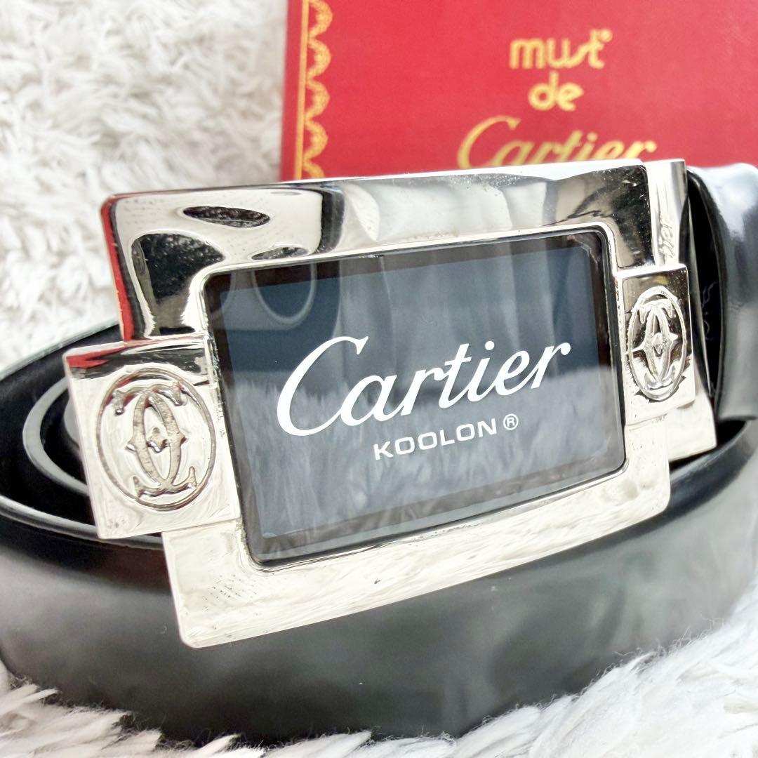 【美品】Cartier マストドゥカルティエ ベルト レザー プレート