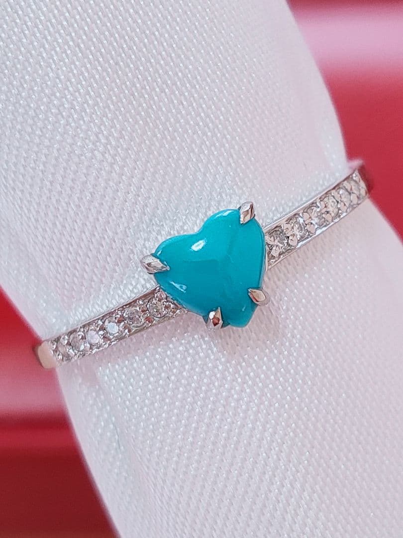 未使用品 pt900 天然ターコイズ ダイヤモンド リング
