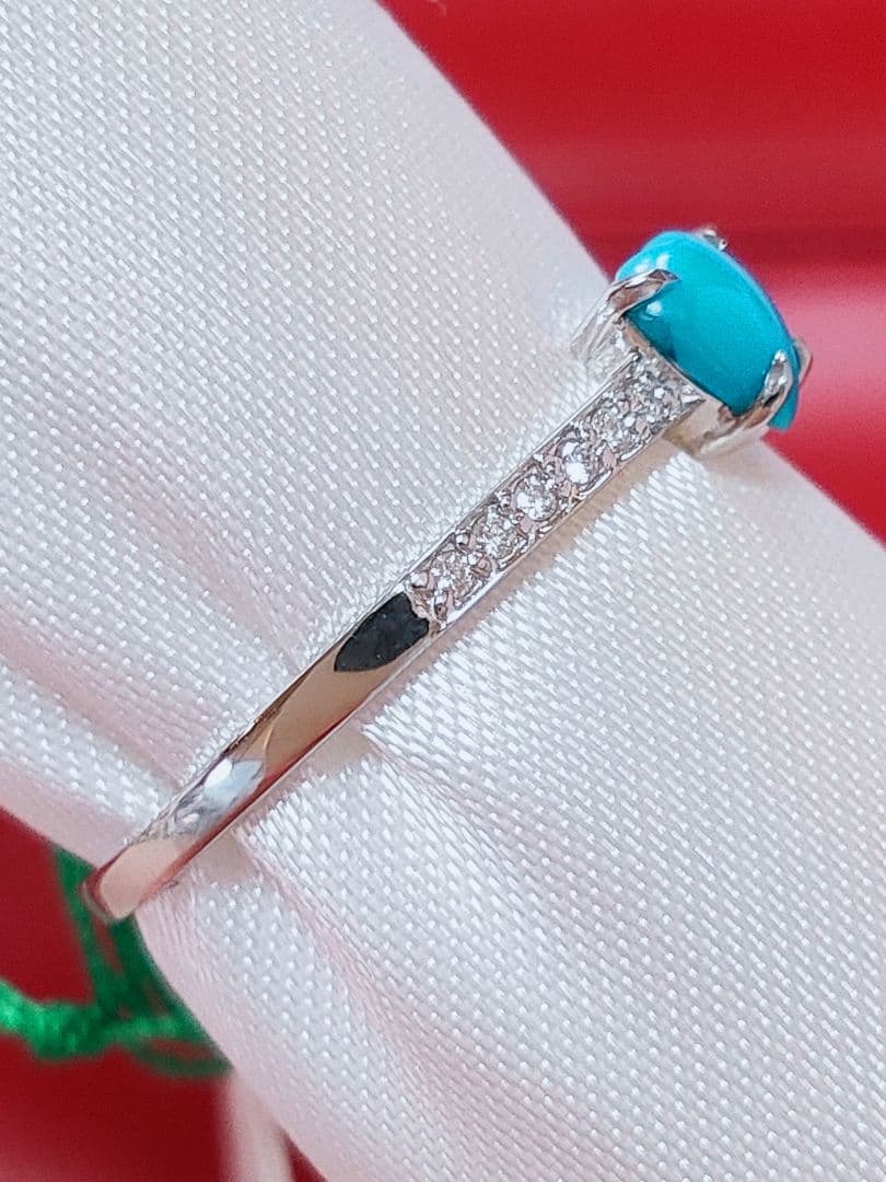 未使用品 pt900 天然ターコイズ ダイヤモンド リング
