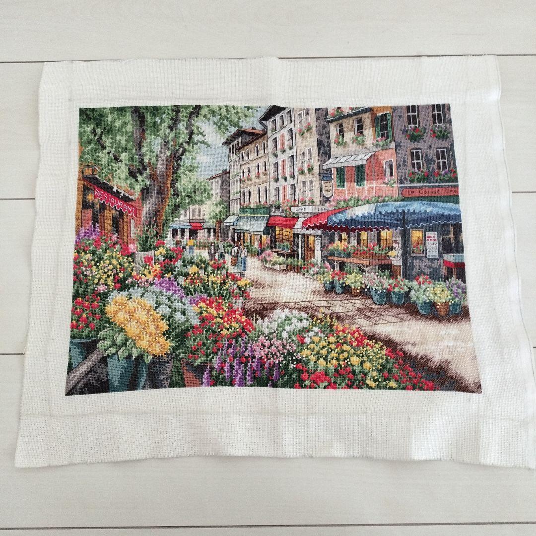 【お値下げ中】クロスステッチ　完成品　ディメンジョンズ　パリの花市