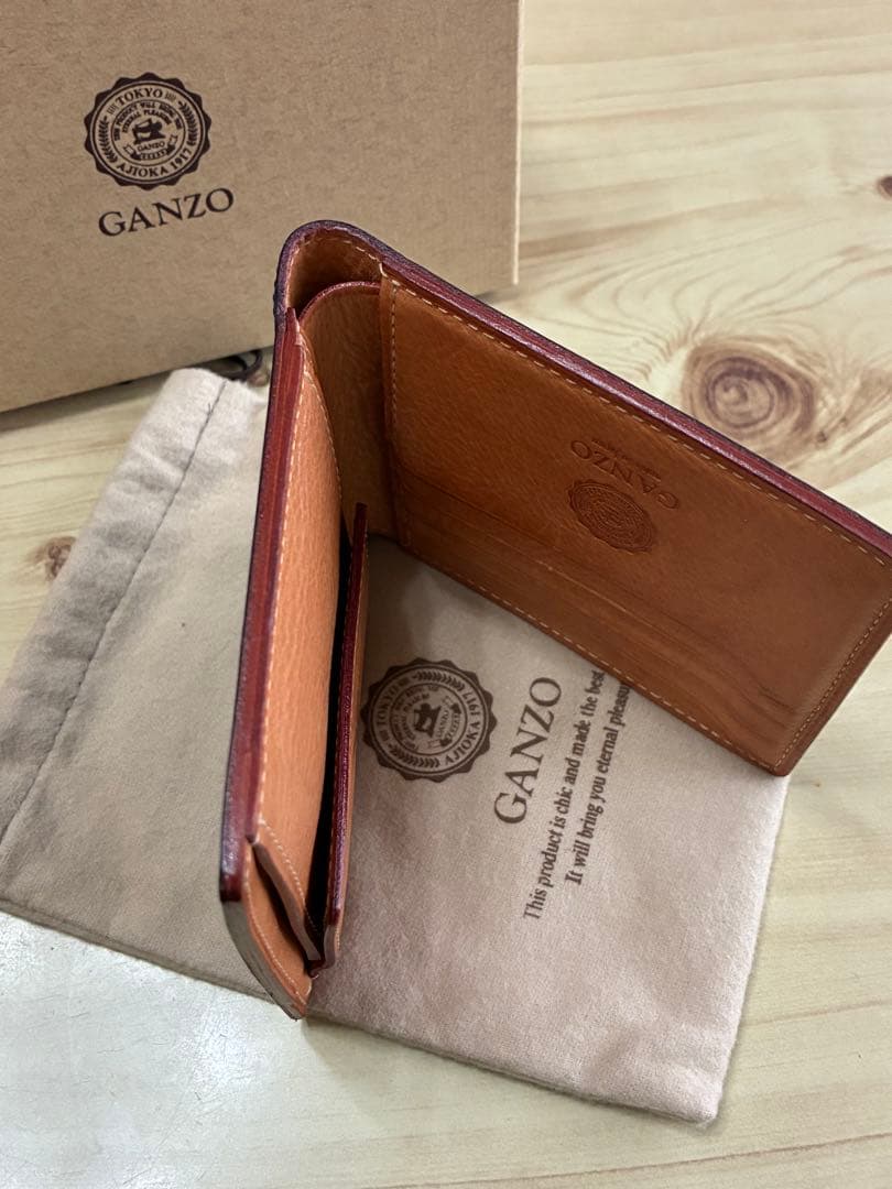 GANZO シンブライドルレザー　ネイビー 二つ折り財布