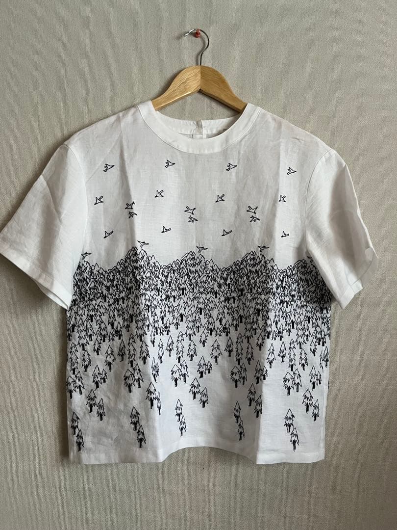 【SALE】ミナペルホネン forest to bird リネン　半袖　ブラウス