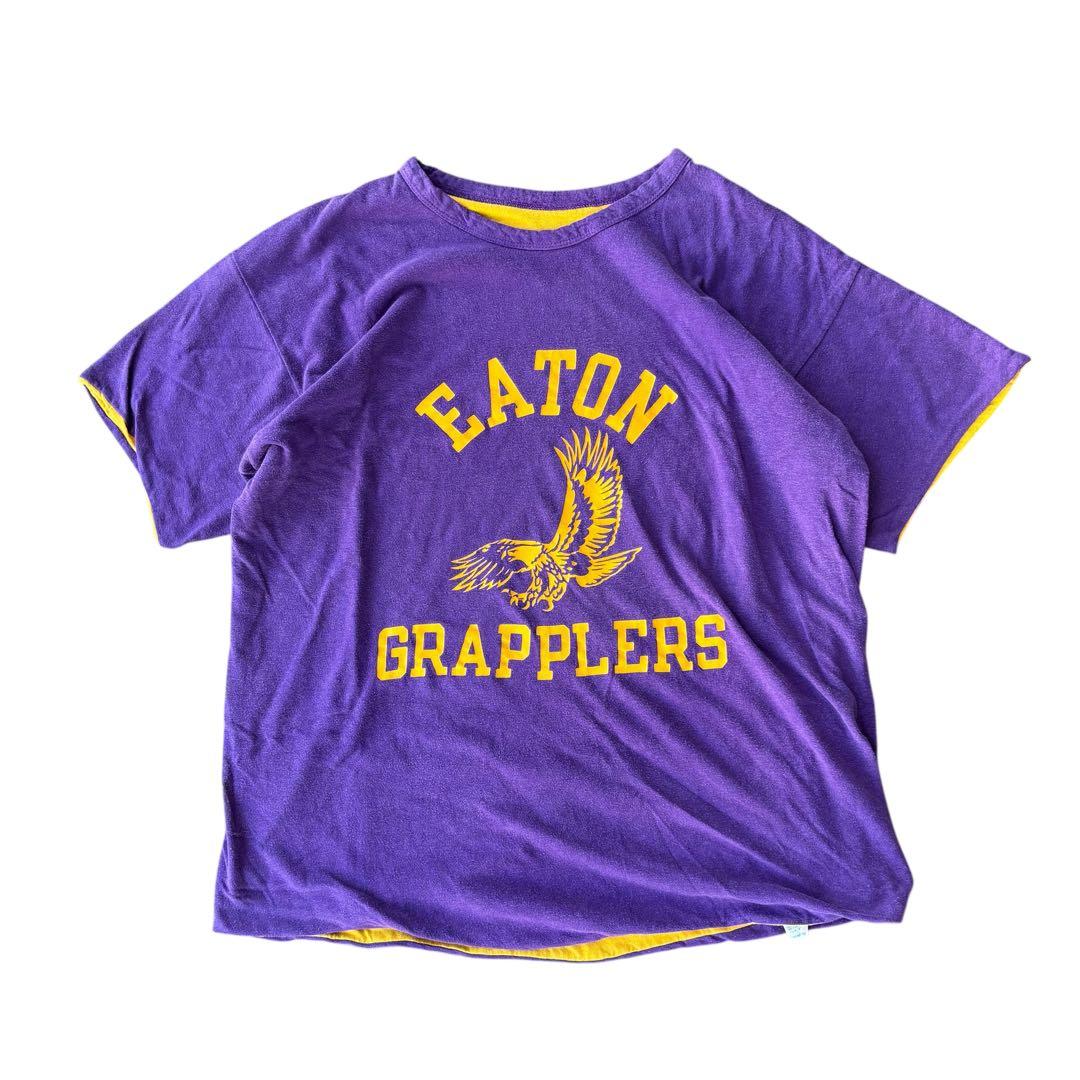 〜70s Champion リバーシブル Tシャツ XL 紫 黄 ヴィンテージ