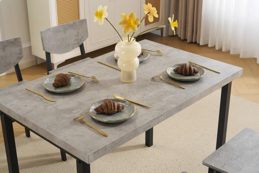 先行販売中！4人掛け テーブル＆チェア4脚 オシャレ北欧風 幅110 GRAY