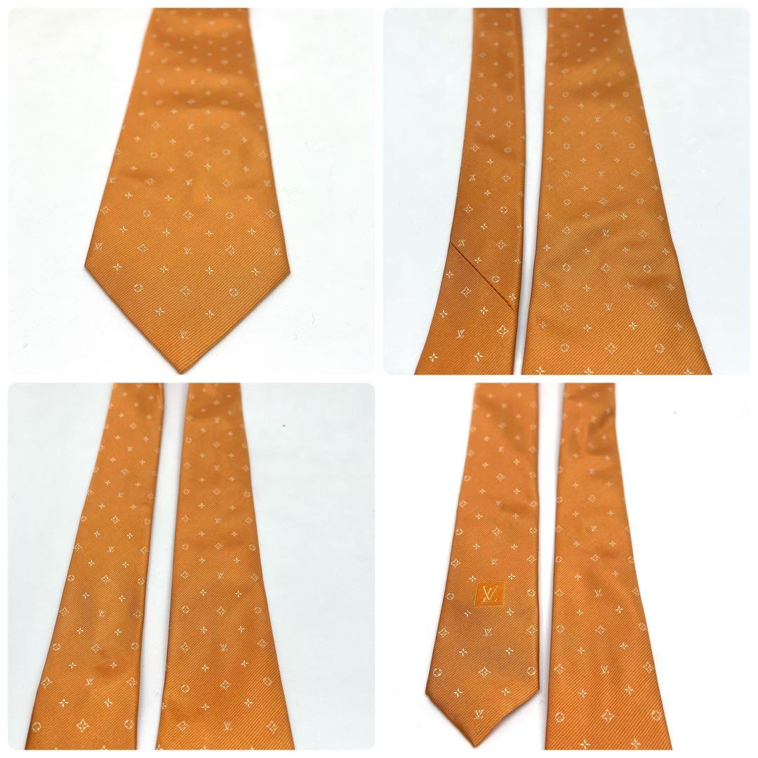 LOUIS VUITTON ルイヴィトン ネクタイ モノグラム オレンジ系 美品
