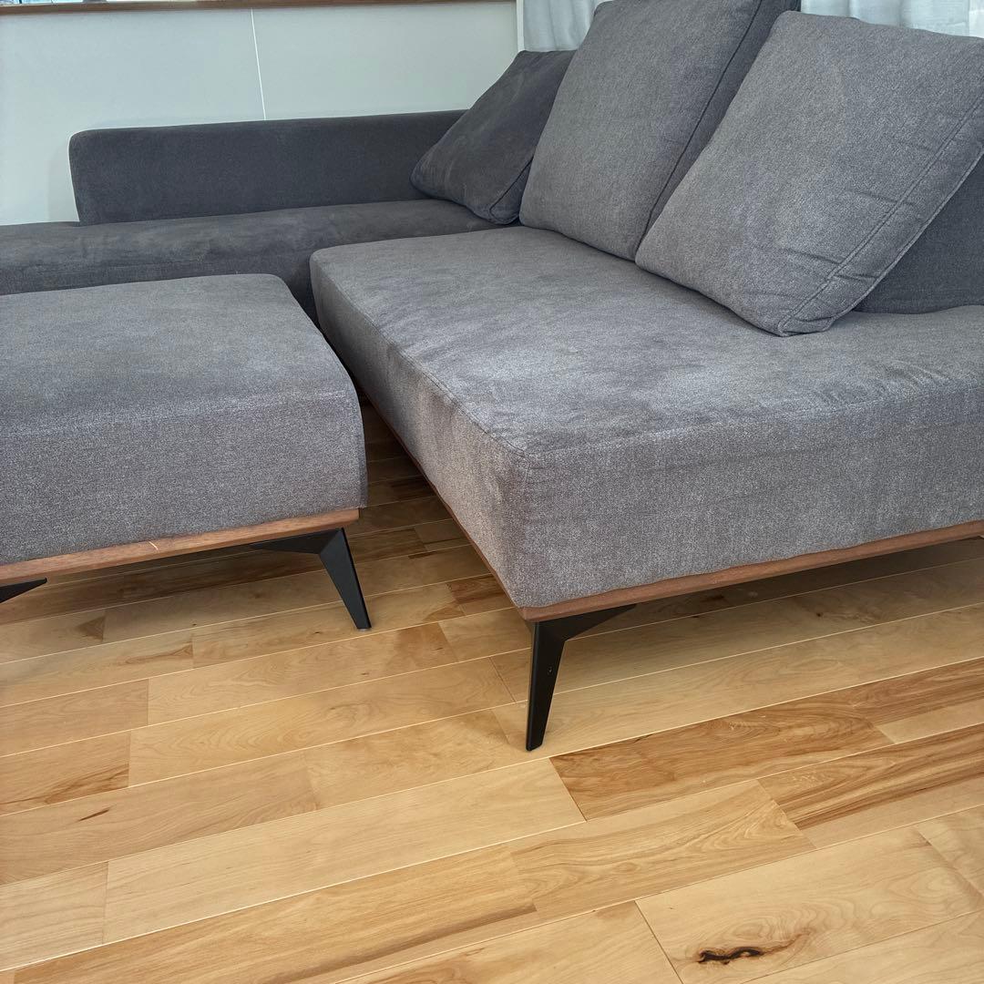 【直接引き取り希望】　グレー L字型ソファセット オットマン付き