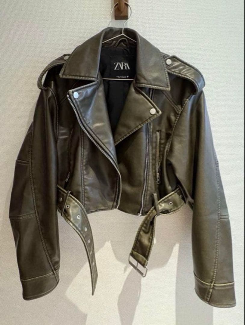 ZARA クロップドレザージャケット ライダース