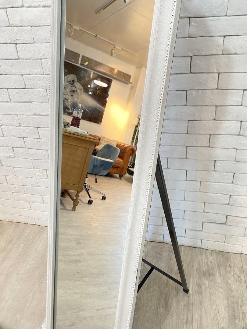 【東京都内23区配送無料】アンティーク　ジャビー　ホワイト　スタンドミラー　鏡