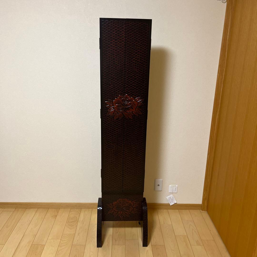 昭和レトロ　鎌倉彫三面鏡