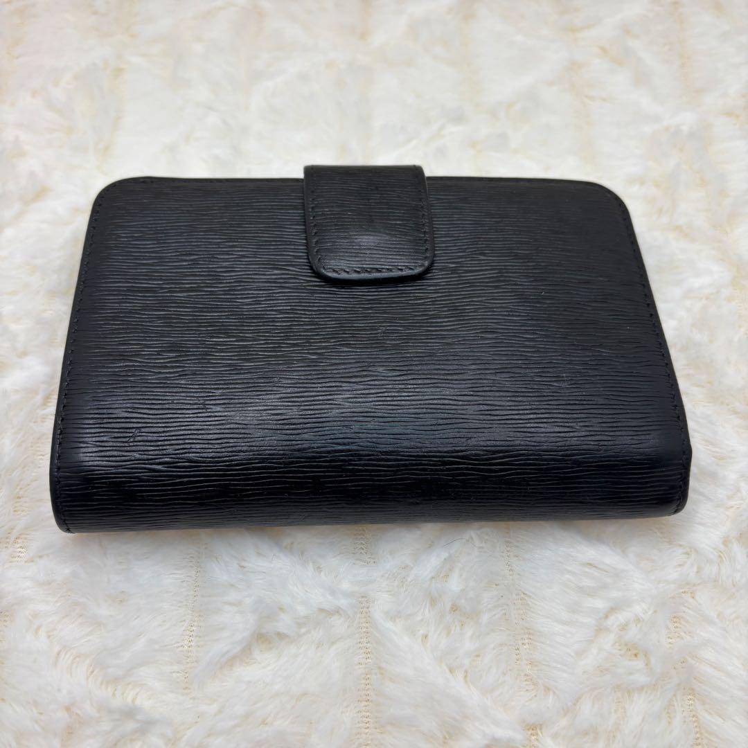 美品　プラダ✨ヴィッテロムーブ　二つ折り　金ロゴ　クロ レザー　L字ファスナー