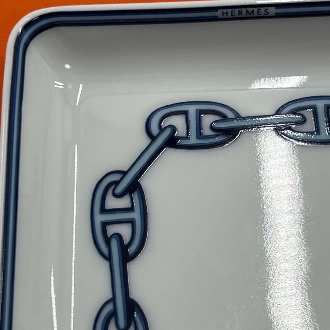箱付 HERMES エルメス シェーヌダンクル スクエア ミニ プレート