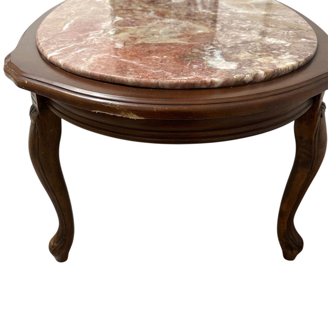 センターテーブル　木製　ロココ調　大理石天板　猫足　アンティーク