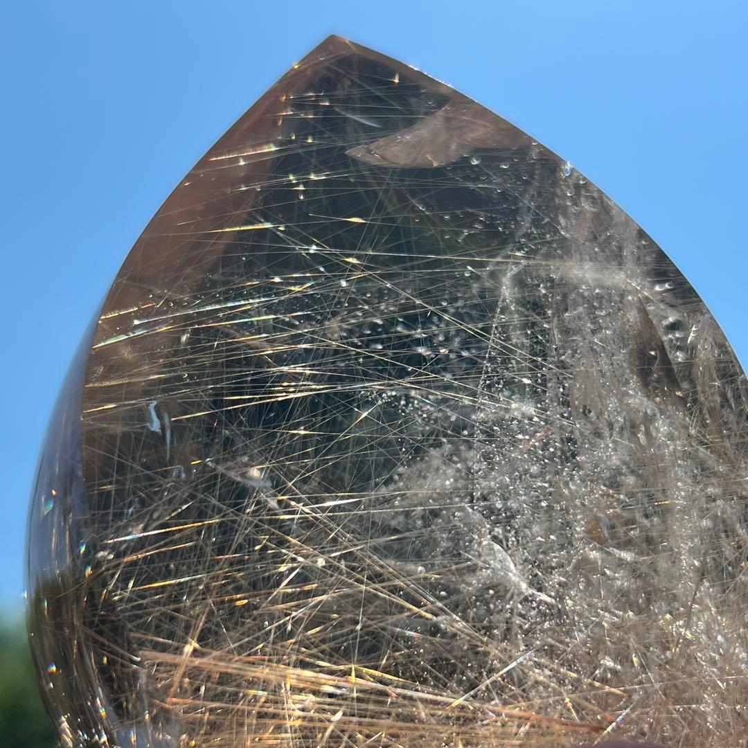 ✳️☆極上の透明度に煌めき抜群のルチル☆ゴールドルチル 雫型 天然石 磨き石 原石