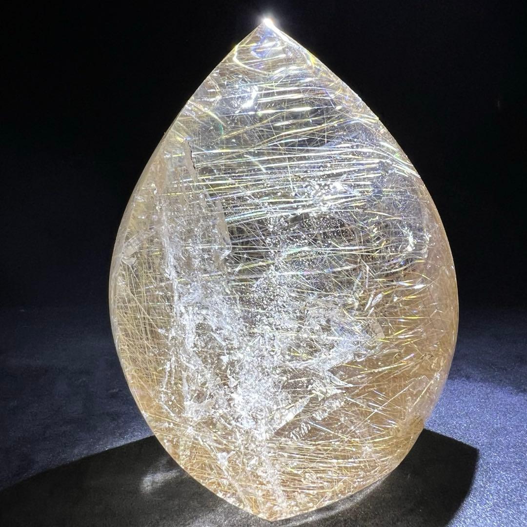 ✳️☆極上の透明度に煌めき抜群のルチル☆ゴールドルチル 雫型 天然石 磨き石 原石