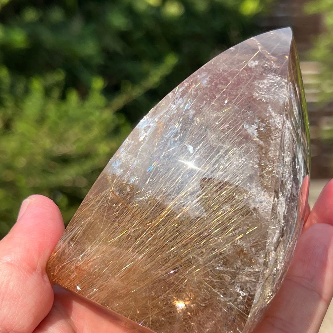 ✳️☆極上の透明度に煌めき抜群のルチル☆ゴールドルチル 雫型 天然石 磨き石 原石