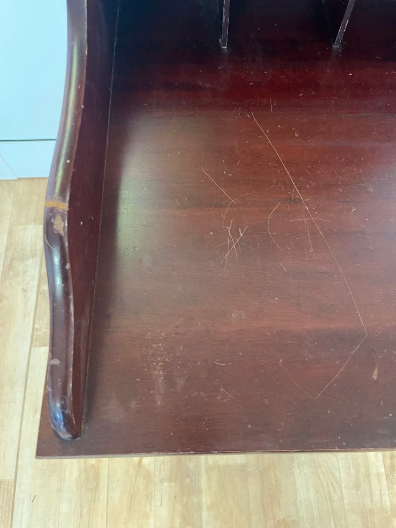 ヴィンテージ　ダークレッド 木製ドレッサー　鏡台　椅子なし　アンティーク