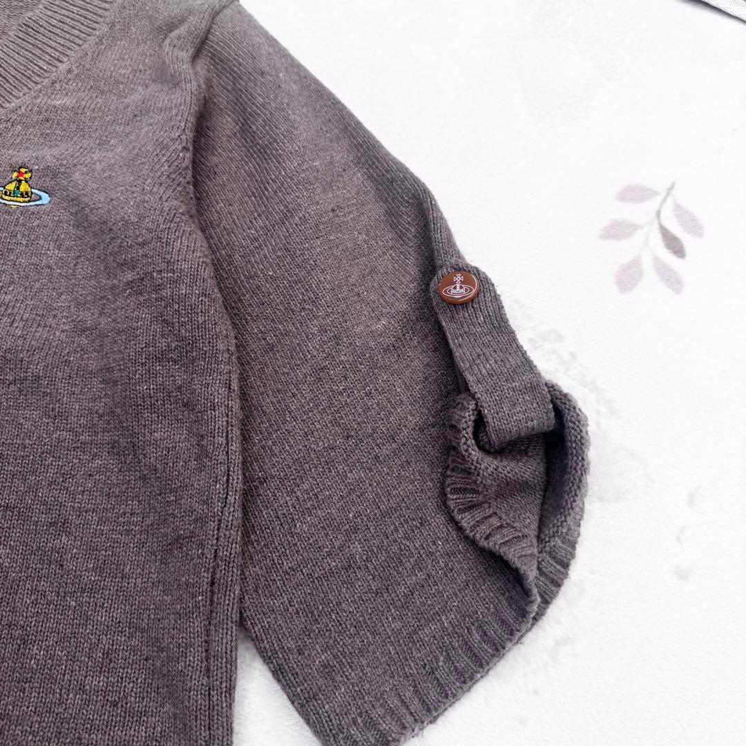 希少 ヴィヴィアンウエストウッド オーブ 刺繍 ニット ブラウン ボタン 茶色