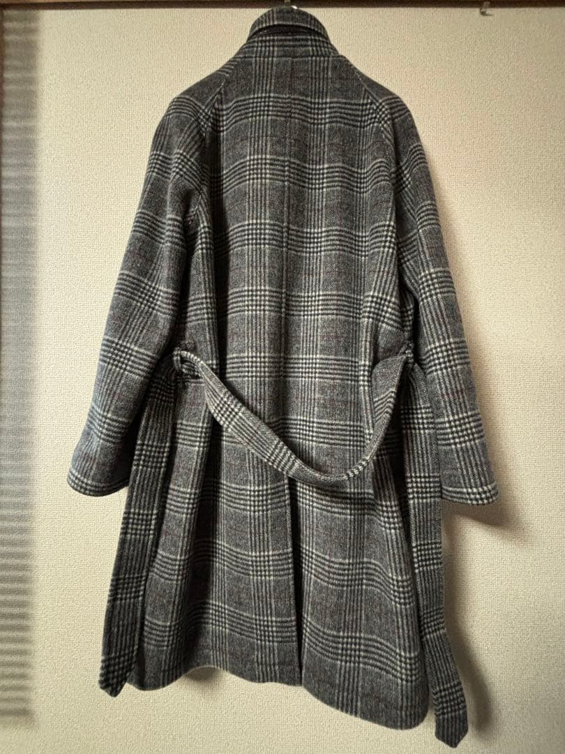 junhashimoto チェック柄オーバーベルテッドコート　サイズ３