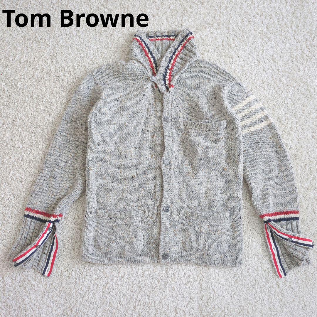 トムブラウン　カーディガン　トリコロール　4bar グレー　メンズ　ニット