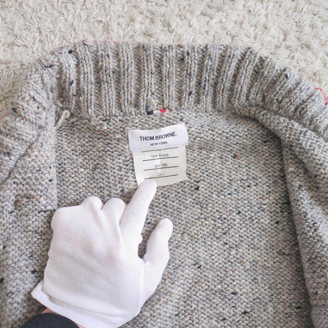 トムブラウン　カーディガン　トリコロール　4bar グレー　メンズ　ニット