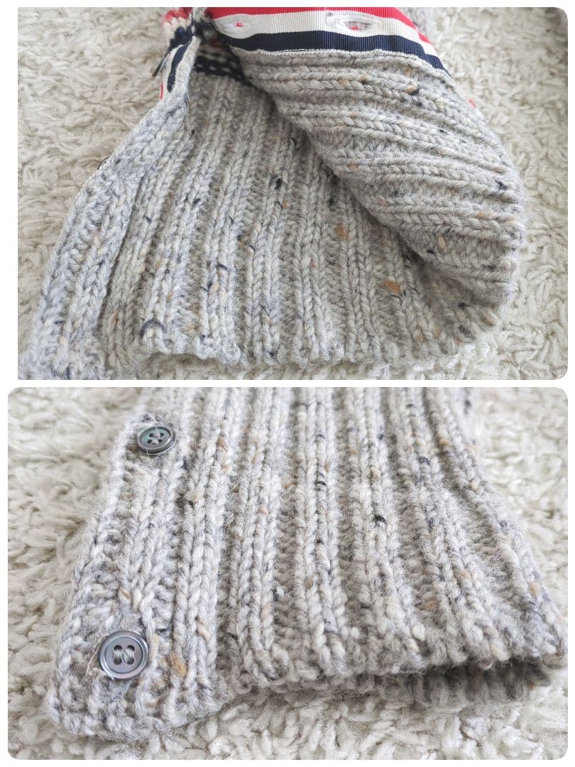 トムブラウン　カーディガン　トリコロール　4bar グレー　メンズ　ニット