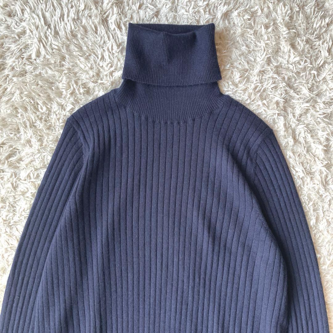 新品タグ無◯ドゥロワー カシミヤシルク リブ ニット ネイビー 2