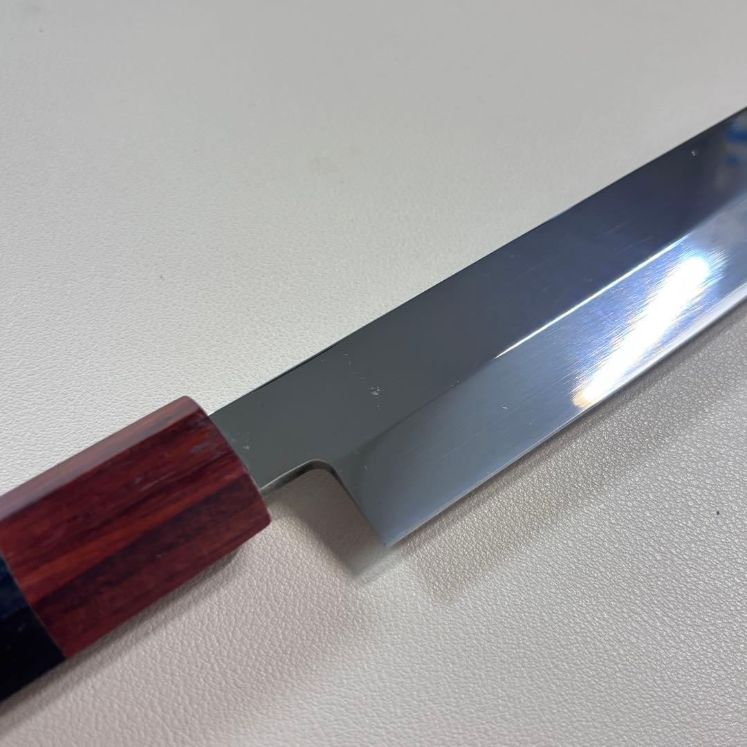 270mm 切付柳刃包丁 鏡面 黒檀紫檀八角柄 刺身包丁 全鋼ྈ