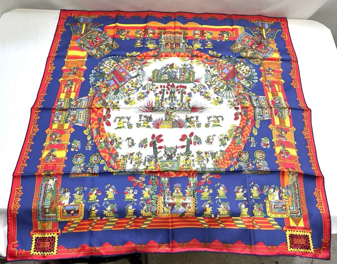 a0908-8HERMES エルメス カレ90 ASTRES スカーフ シルク