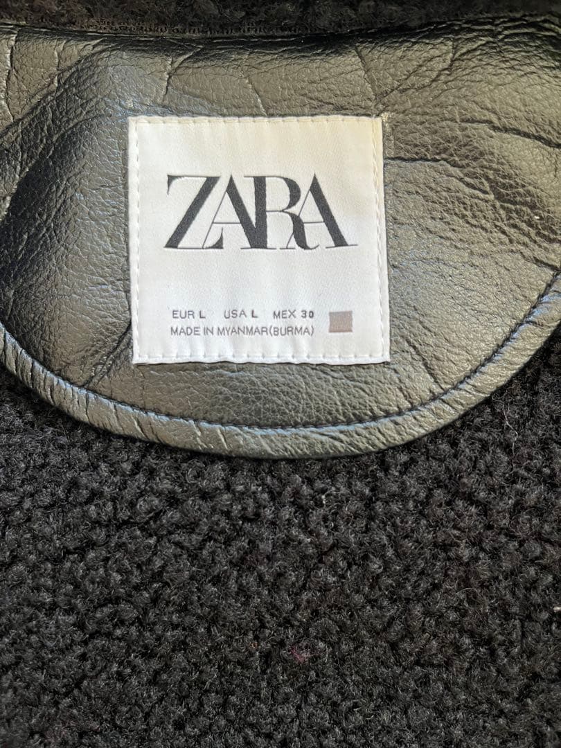 美品 完売 ZARA レザージャケット ムートン オーバーサイズ ボア ブラック