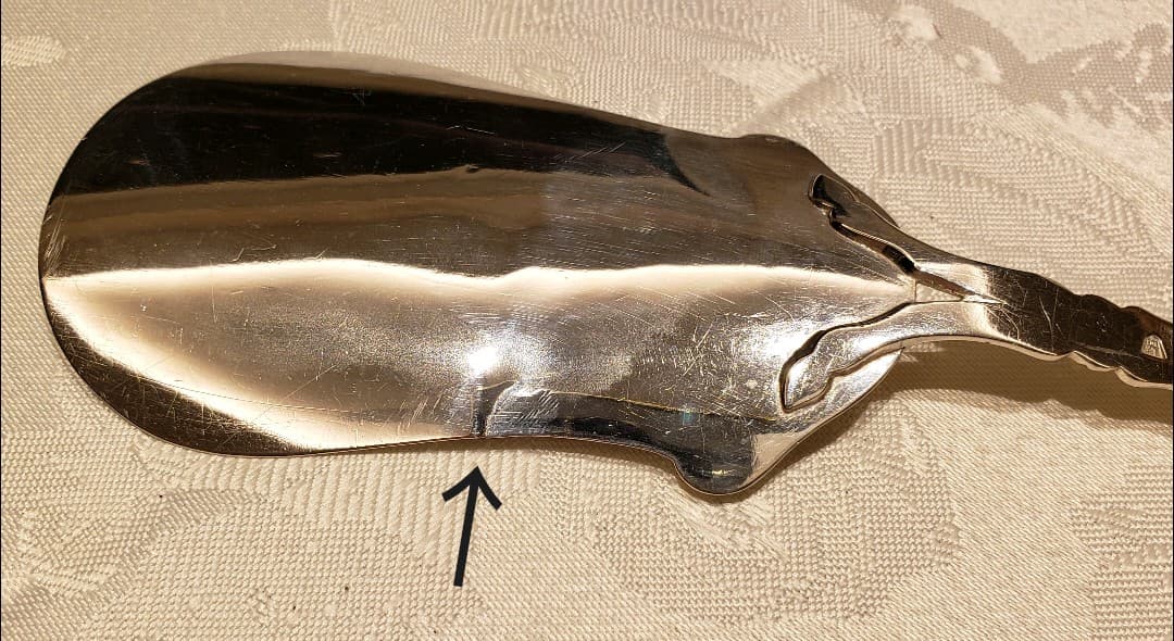 純銀P 特大 シルバープレート ケーキサーバー スプーン 白蝶貝 アンティーク