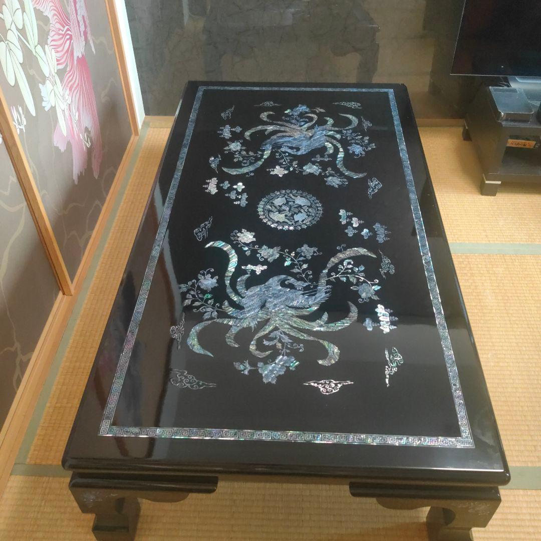 最終価格 高級螺鈿細工テーブル　鳳凰と亀