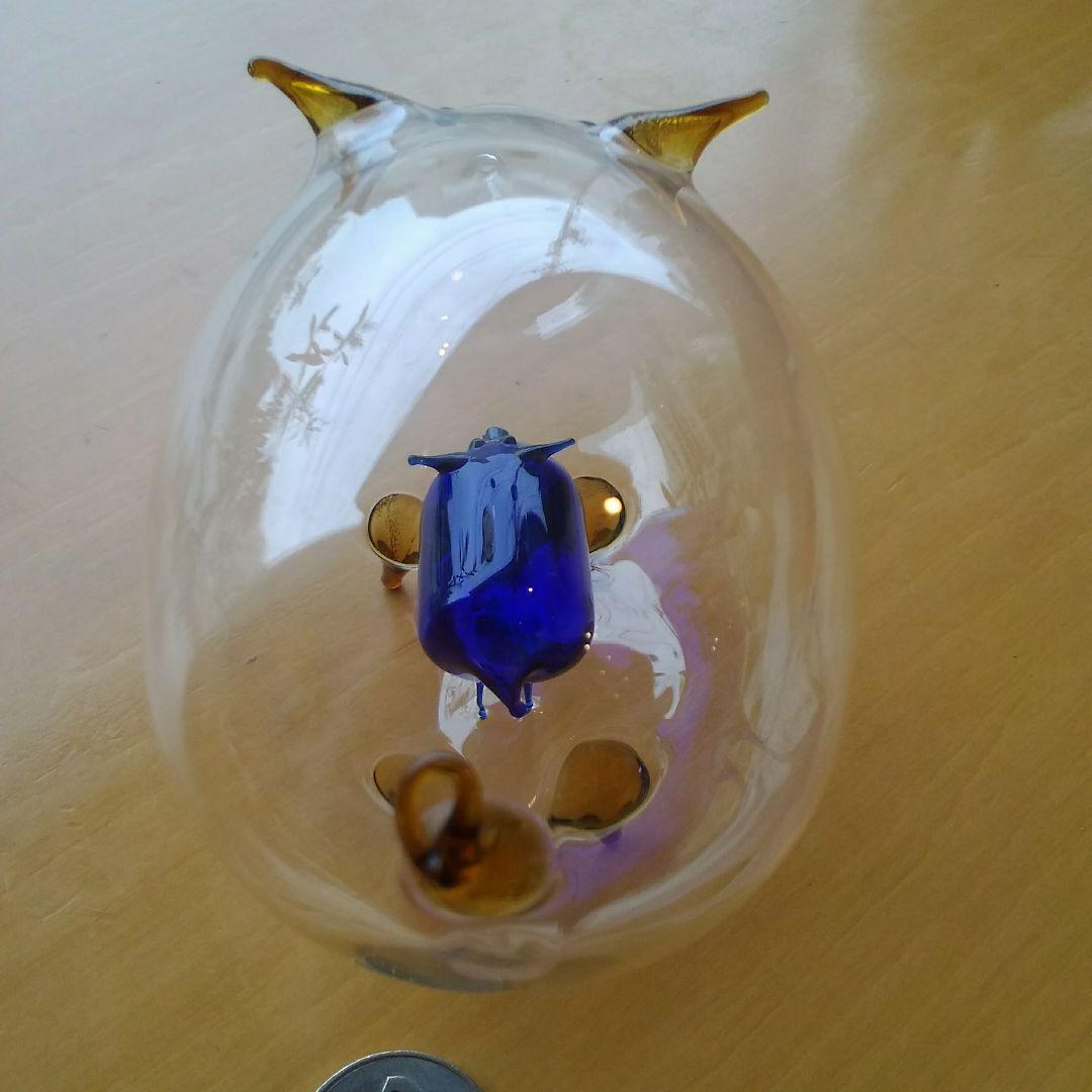 珍しく貴重な吹きガラス作品親豚のお腹に更に吹きガラスの子豚りガラス厚さ１㍉以下