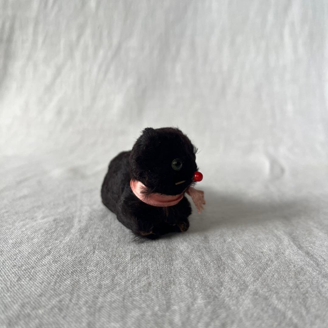 アンティーク　ドイツ　黒ねこ　リアルファー
