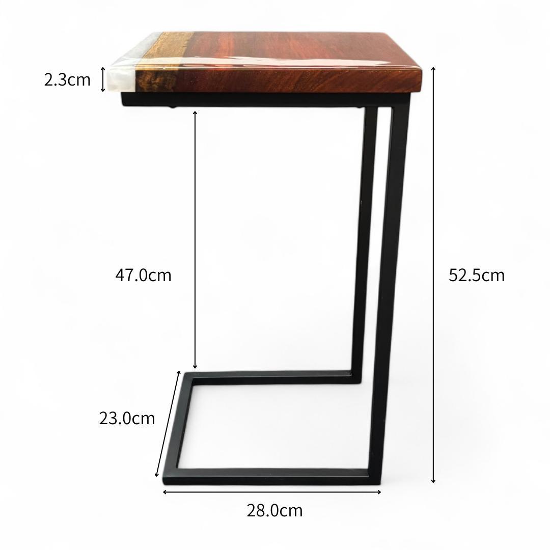 サイドテーブル アイアン 無垢材 木製 一枚板 コの字 アンティーク ベッド