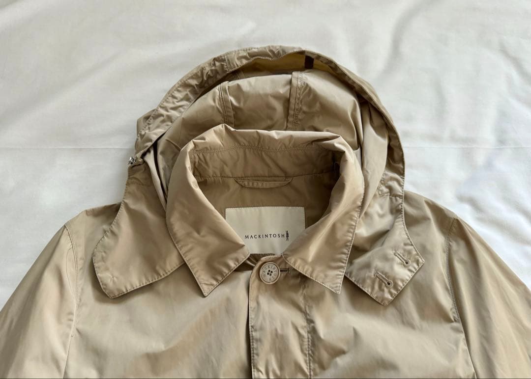 MACKINTOSH ステンカラーコート 38 撥水 フード着脱可 ベージュ