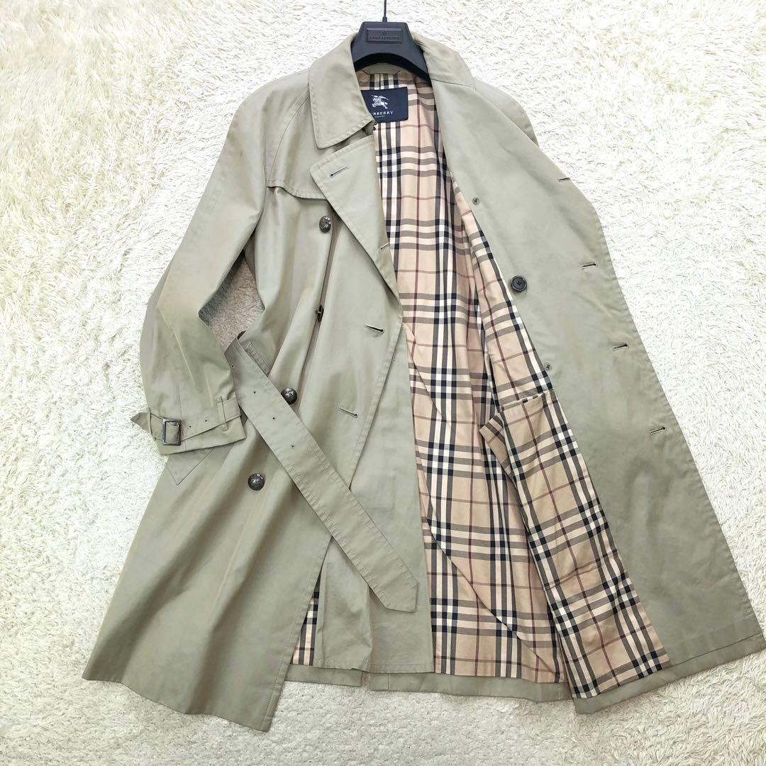 バーバリーロンドン トレンチコート ダブル ノバチェック メタルボタン M