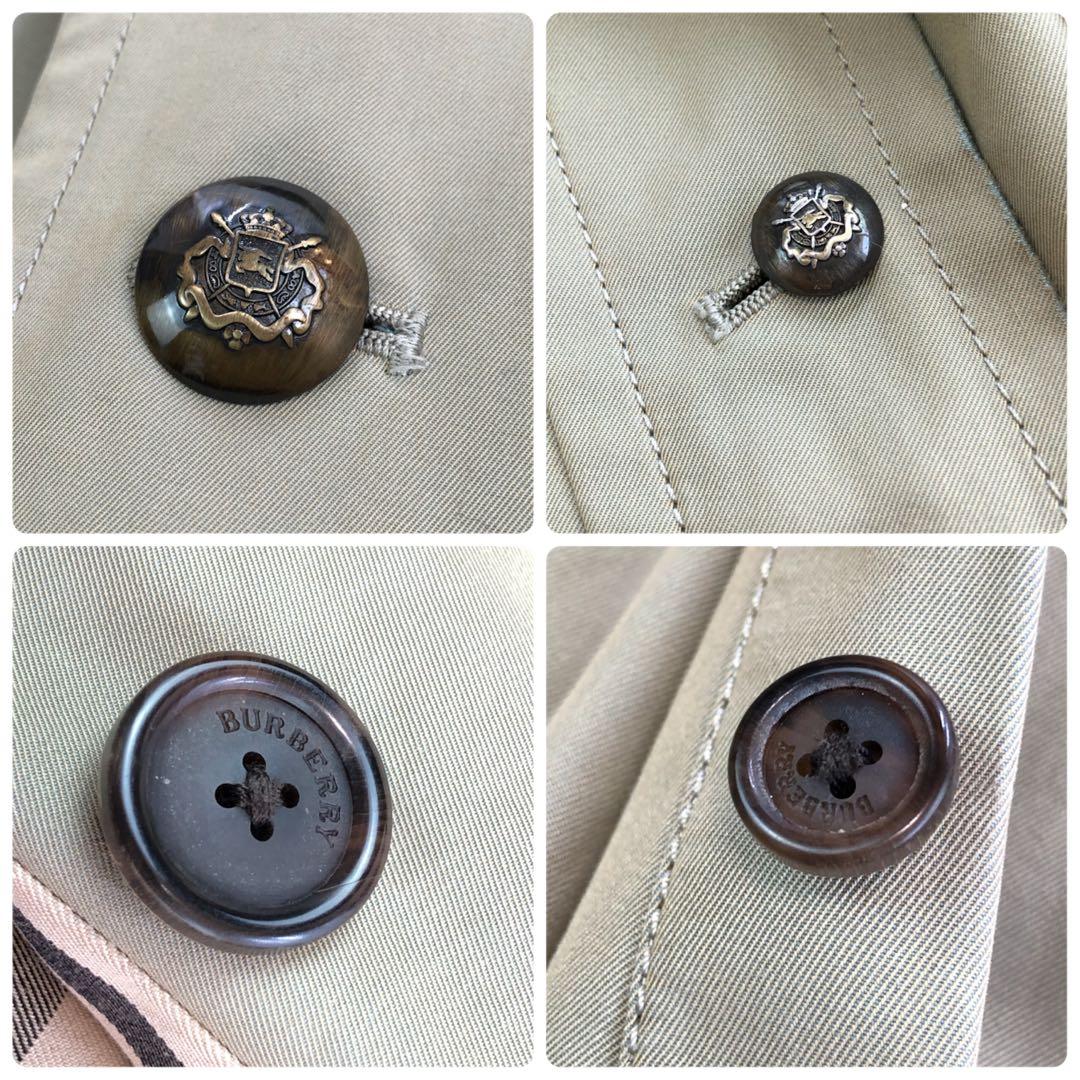 バーバリーロンドン トレンチコート ダブル ノバチェック メタルボタン M