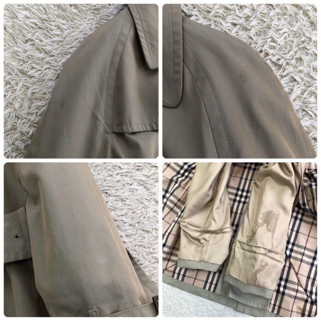 バーバリーロンドン トレンチコート ダブル ノバチェック メタルボタン M