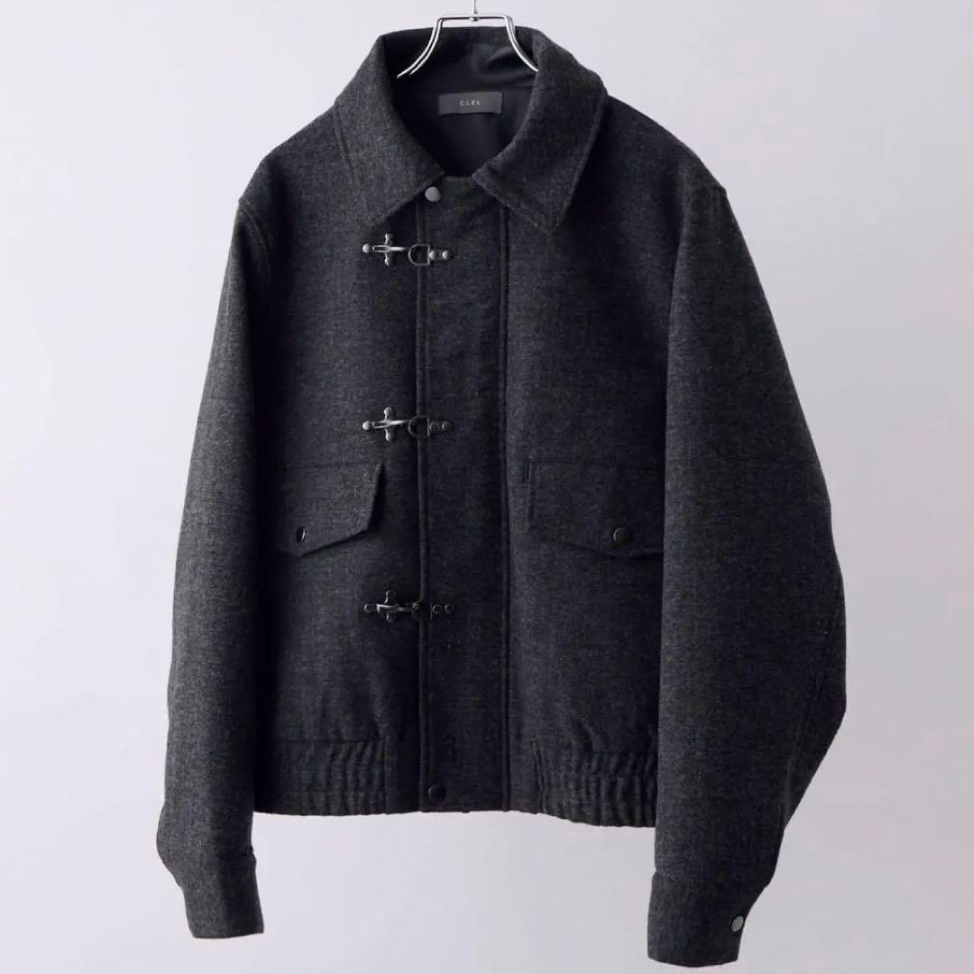 clel Ｍサイズ ウールブレンド ヘリンボーンツイードファイヤーマンブルゾン