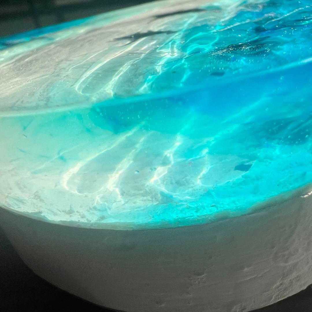 【波紋アート】ハート型／マンタの遊泳／オーシャンオブジェ／壁掛け