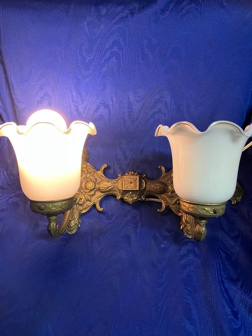 ビンテージ　壁掛け照明　真鍮　ガラス笠　昭和レトロ