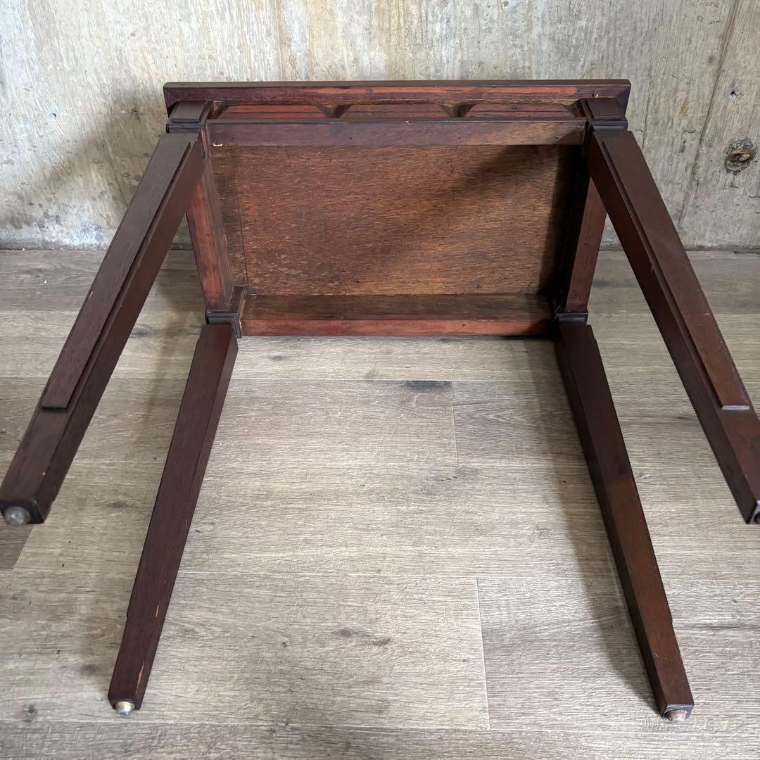 フランスヴィンテージ　大理石トップ　オーク材　サイドテーブル　コンソール