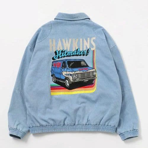М　STRANGER THINGS 　コラボデニムブルゾン　ライトブルー