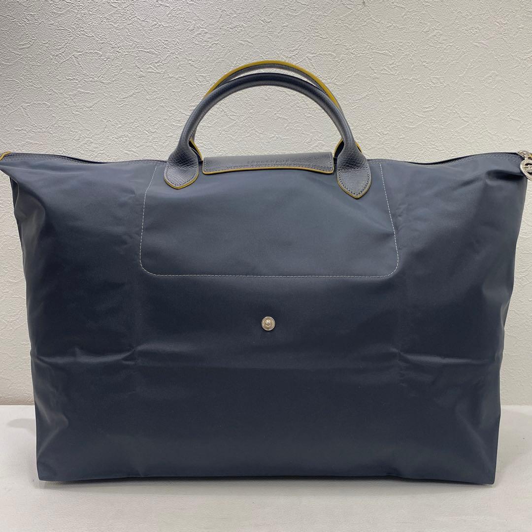 ●636 良品 LONGCHAMP ロンシャン ボストンバッグ グレー 馬 刺繍