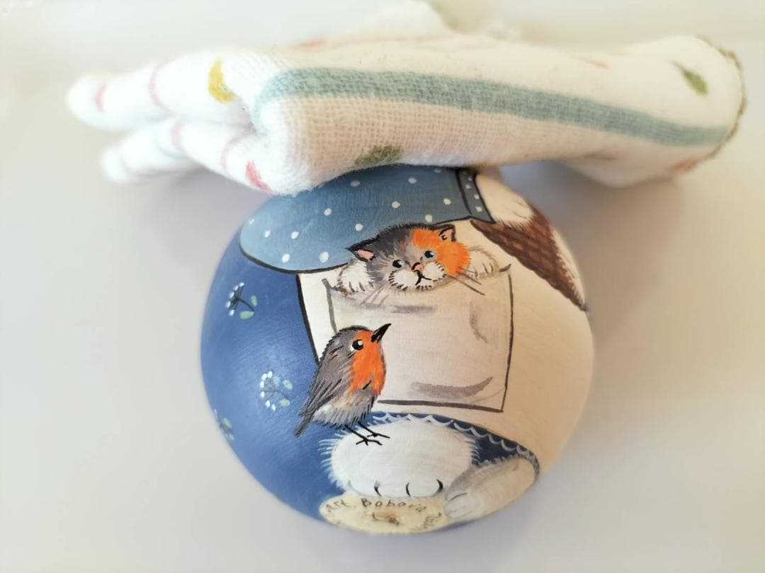 【BOA012】9cm級 おきあがりこぼし タチヤーナ・ボボワ　ねこ母ちゃん