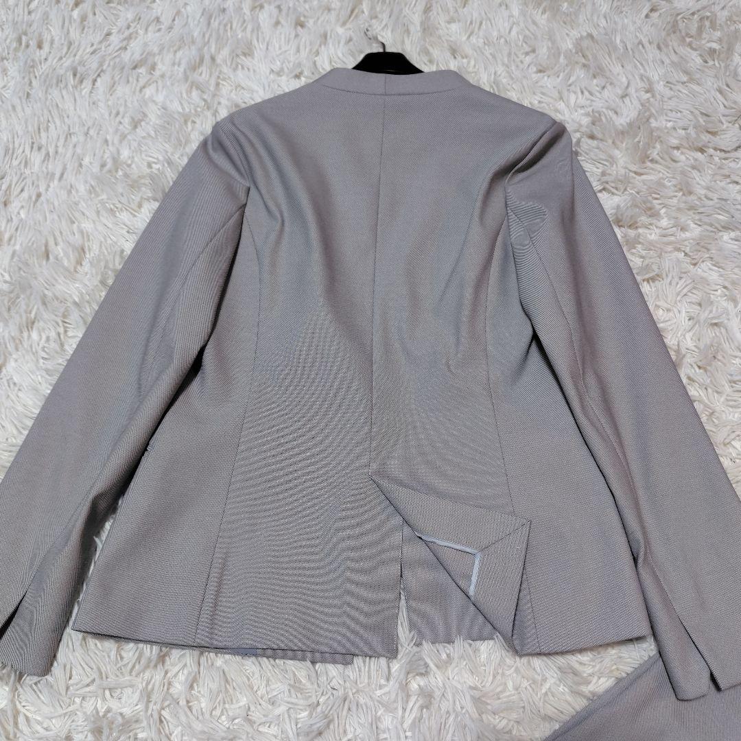 【美シルエット♡ノーカラー】グリーンレーベルリラクシング　パンツスーツ　S~M