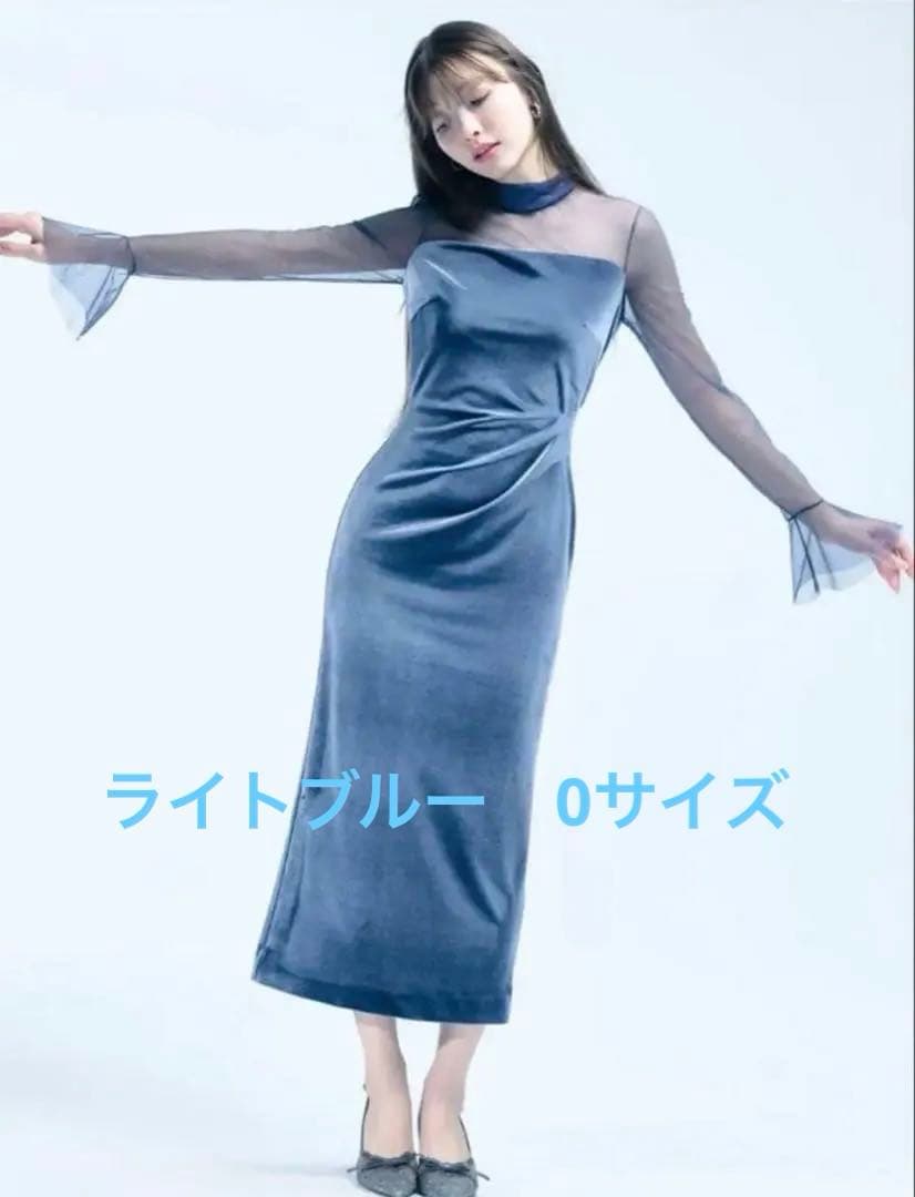 【今期完売品】SNIDEL シアードッキングベロアドレス