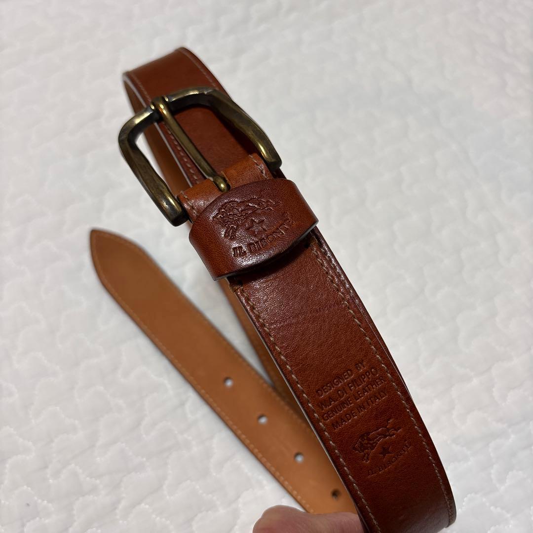 【美品】IL BISONTEレザーベルト（本革　キャメル）